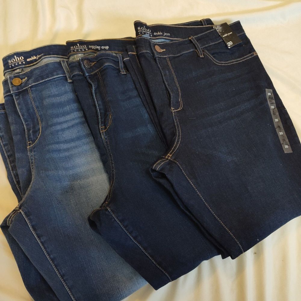 Lot of 3 SOHO‎ New York & Company Blue Jeans Women's Size 20 - 2 NWT 1 Used